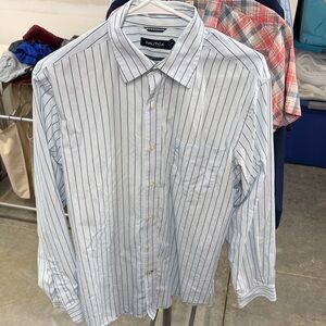 Nautica Light Blue and Navy Pinstripe Dress Shirt